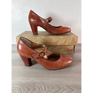 Sofft Leslie Cork Brown Heeled Mary Jane Women’s Size 7 EU 38- NIB